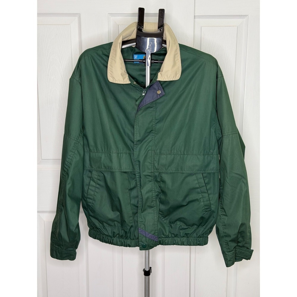 Vintage 80s Sky Country Windbreaker Jacket Men's XL Green Tan Lined